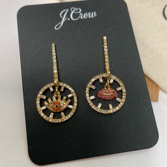 J.Crew Pavé eye and lip sparkle drop earrings - Picture 4 of 6